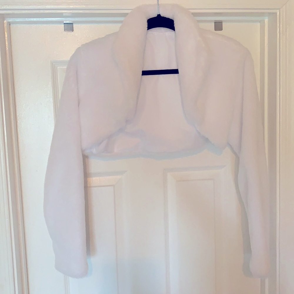 White Faux Fur Bolero Jacket NWOT